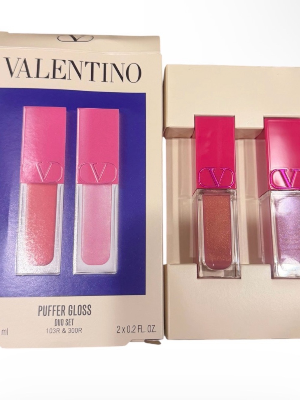 Valentino Puffer Gloss Duo - Hot Pink & Sheer Pink Pearl